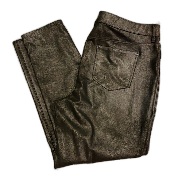NWT Chicos Ultimate Fit Legging Metallic Black Brown Shiny Size 2.5 Petite 14 - Picture 1 of 9